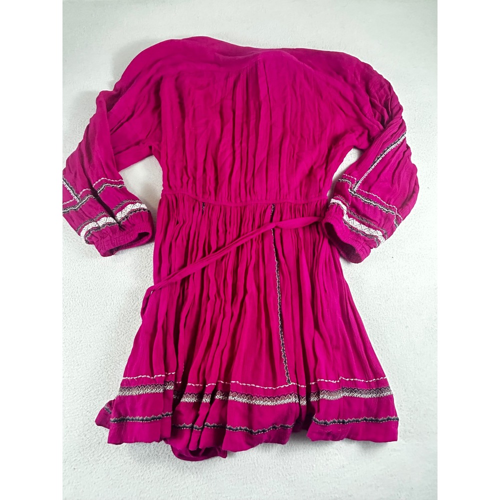 NWT Free People Mini Dress Women S Malibu Pink Boho Embroidered 02178 - Picture 10 of 14